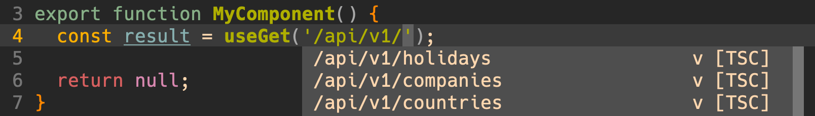 Data layer autocomplete suggestions when typing an endpoint name